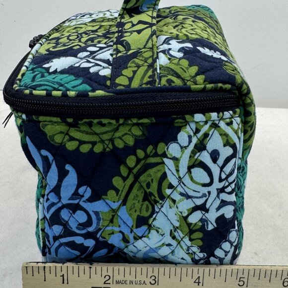 Vera Bradley Quilted Cosmetic Bag Blue Green Caribbean Sea Travel Organizer - Picture 14 of 16